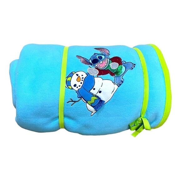 Disney Store Exclusive Lilo Stitch & Snowman Fleece Blanket 60"x50" NEW Gift - Picture 1 of 10